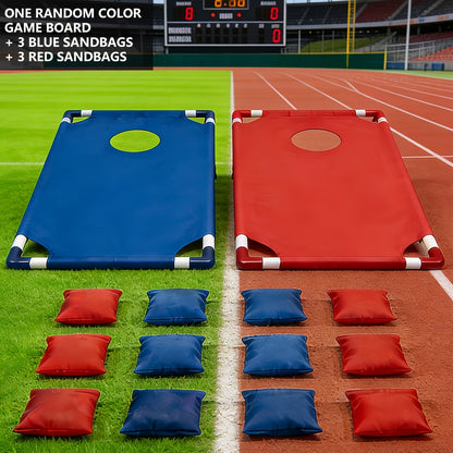 Portable Bean Bag Toss Game Set – 2 Foldable Boards & 12 Bean Bags, Outdoor Party Backyard Camping Game for Kids & Adults | Red & Blue | No Battery Required