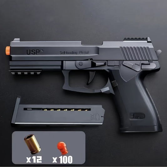 USP Soft Clip Toy Gun Pistol with Continuous Shooting – 100 Bullets & 2 Magazines Rapid Fire Foam Blaster for Kids Boys Girls Ages 6+, Outdoor Shooting Game Halloween Thanksgiving Christmas Birthday Gift