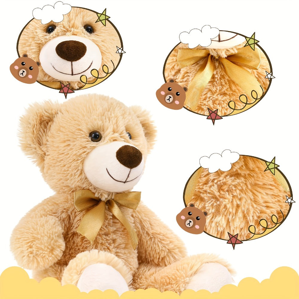 Bulk Teddy Bears Set 8 Pack 11 Inch Soft Stuffed Bear Plush Toys for Baby Shower Decorations Party Favors Classroom Prizes Kids Birthday Gifts Dark Brown and Khaki