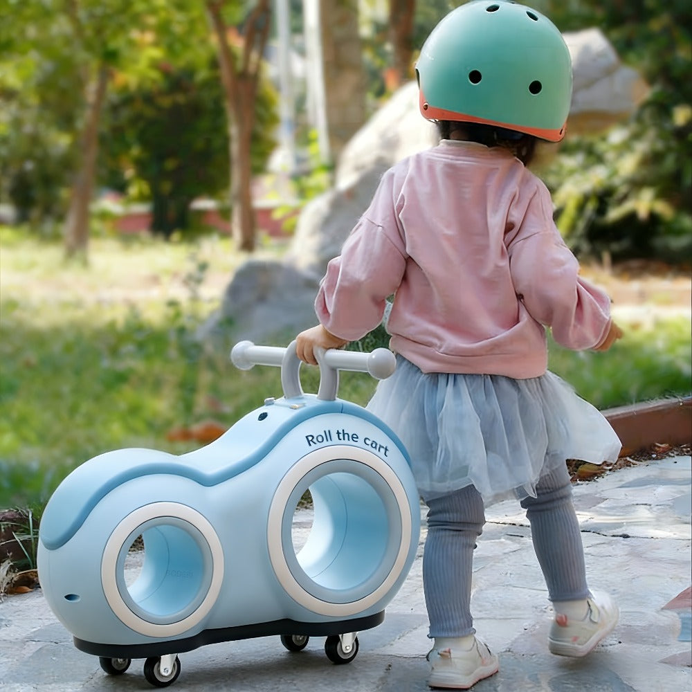 Anti-Tip Baby Walker with Music & Lights – 4-Wheel Toddler Learning Walker, 220 lb Capacity, Widened Stable Base, Indoor Outdoor Ride-On Toy, Birthday Gift for Boys & Girls Ages 1+