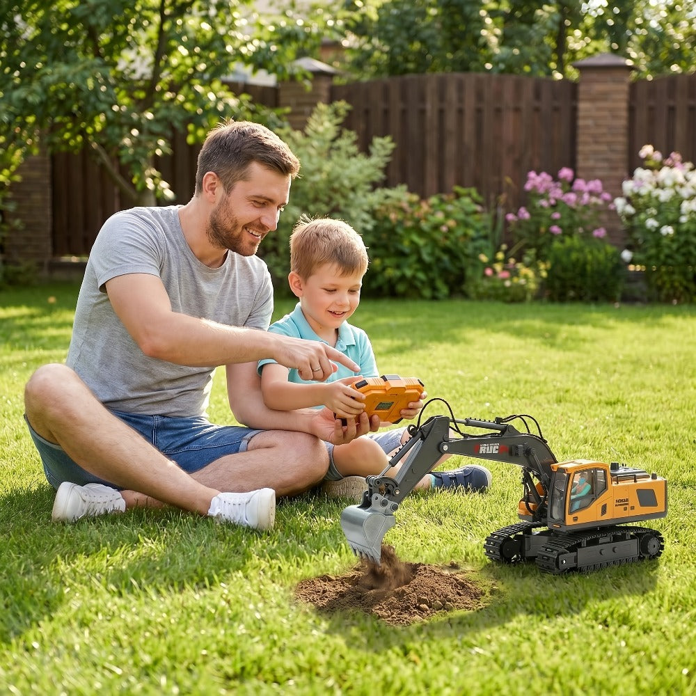 Track Type RC Excavator Toy for Kids – 1200mAh Remote Control Excavator with Metal Shovel & LED Light, Construction Tractor Toy for Boys Ages 6-12, Birthday Gift (Metal/Plastic/Mini Options)