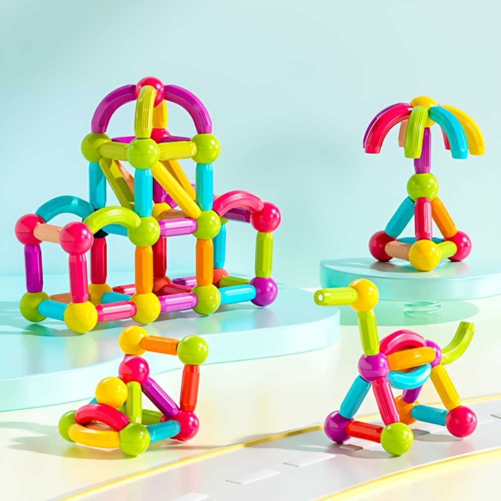 Creative Magnetic Sticks Building Set 28/58 Pcs – 3D Structure Construction STEM Toy for Kids, Stimulate Imagination & Creativity, Perfect for Family Classroom & Group Play Ages 3+