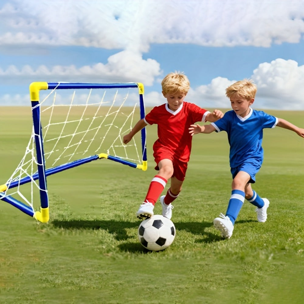Kids Soccer Goal Set 2 Balls 2 Goals Portable Easy-Assemble Youth Soccer Football Set Indoor Outdoor Backyard Family Game Birthday Christmas Gift Boys Girls Ages 3+