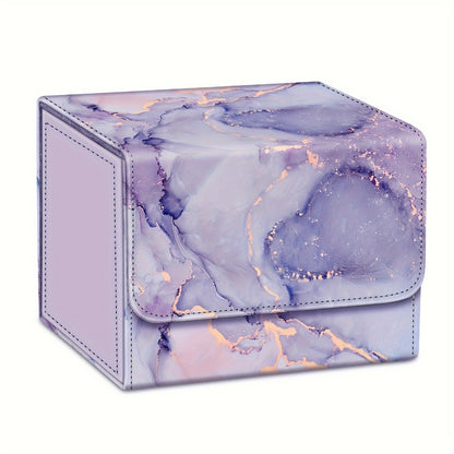 Magnetic Card Storage Box 180+ Cards MTG TCG CCG – Premium PU Leather Deck Box with Magnetic Closure, Built-In Divider, Marble & Starry Sky Colors for Trading Card Collectors & Players