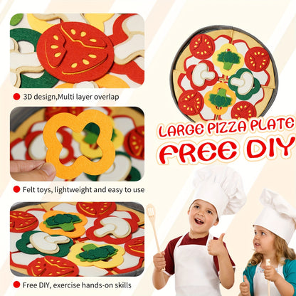 41pcs Youngsters's Pizza Toy Set, Felt Kitchen Pretend Play Food Game, Flannel Vegetable House Game for Parent-Youngsters Interaction, Suitable for Boys and Girls as a Gift