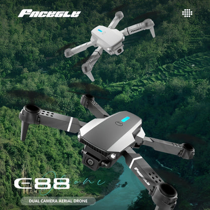 E88 Dual Camera Drone with 360° Stunt Flip & Surround Flight – Optical Flow Positioning, Intelligent Height Hold, Foldable Portable Body, 500mAh Battery, Indoor Outdoor RC Quadcopter for Adventure