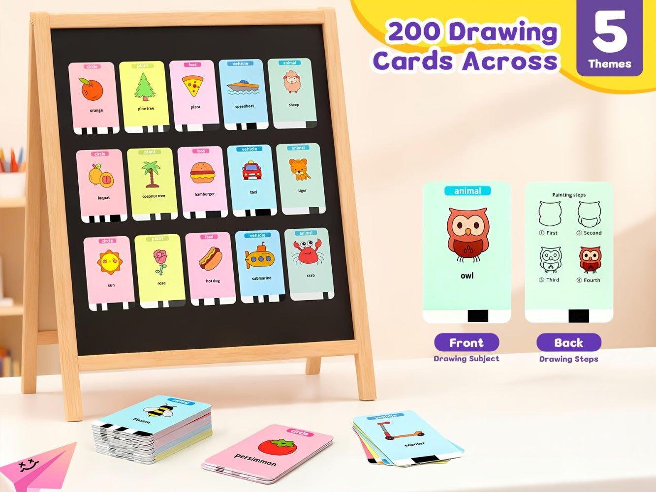 Drawing Robot for Kids with 200 Learning Cards & 12 Color Pens | Interactive Educational Toy, Tablet-Free Drawing Game, Step-by-Step Lessons, Suitable for Boys & Girls Ages 3+, ABS Material, USB Charging