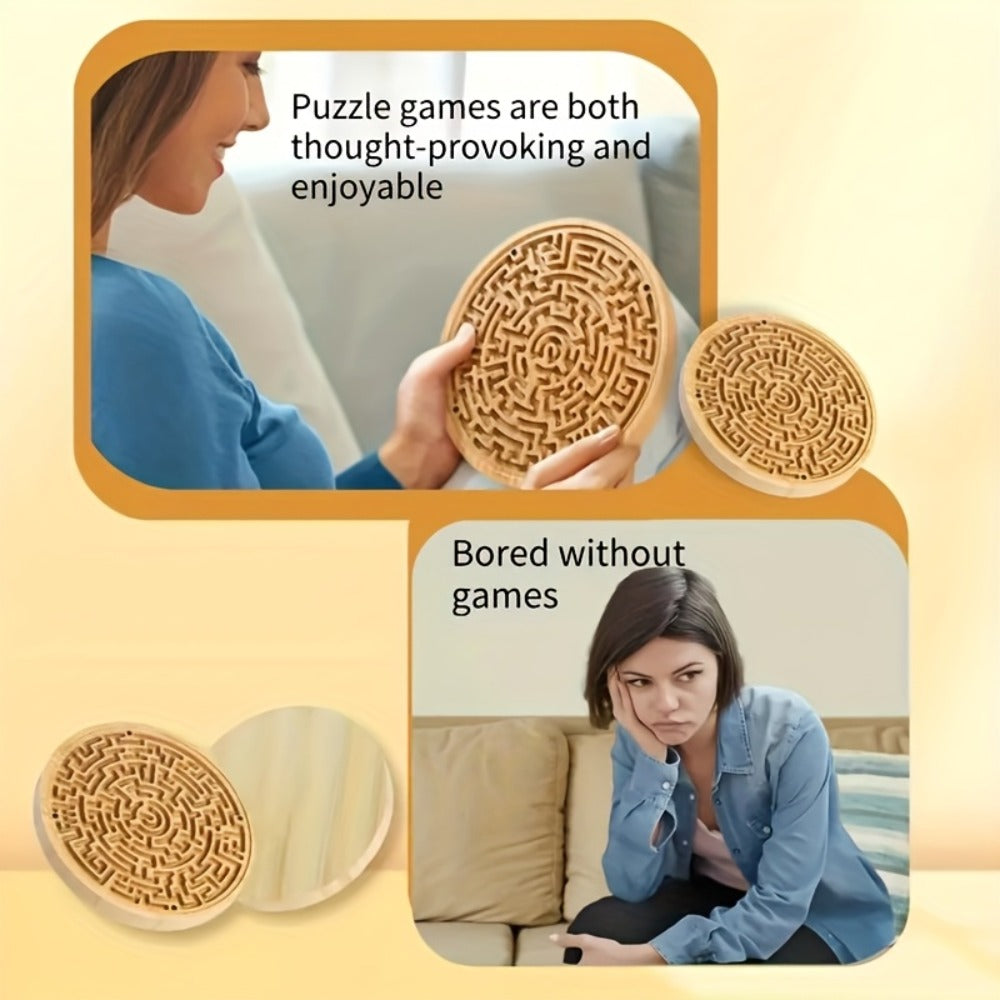 Wooden Maze Balance Board with Steel Ball – Brain Training Puzzle Game for Kids & Adults | Hand-Eye Coordination, Focus & Dexterity Skill Builder | STEM Gift for Boys & Girls Ages 6+, 1-Pack or 2-Pack