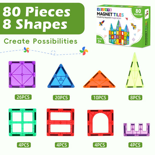 205/136/106/80pcs Magnetic Tiles Kids Toys, Magnet Building Tiles Clear Magnetic 3D Blocks, Creativity Beyond Imagination, Inspirational, Recreational, Educational Conventional, STEM Sensory Educational Toys, Birthday Christmas Gift For Kids Boys Gi