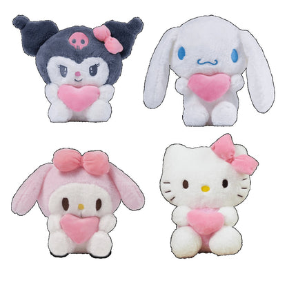Sanrio Plush Toy 5pcs Set — Licensed Hello Kitty, Kuromi, My Melody & Gudetama Stuffed Animals Holding Hearts, Kawaii Gift for Girls, Birthday Christmas Holiday Surprise Decor