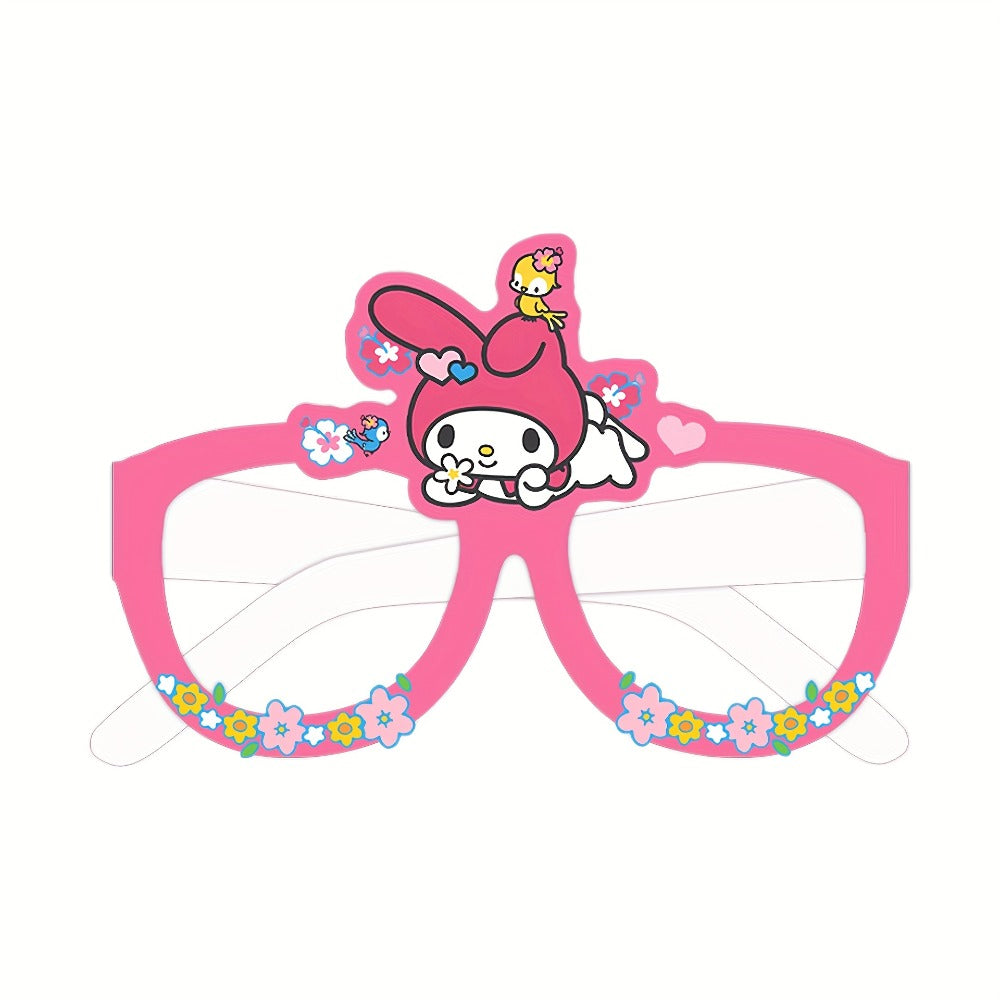 Sanrio Party Glasses Props Set 12 Pcs Hello Kitty Kuromi My Melody Cinnamoroll Gudetama Licensed Paper Photobooth Eyewear for Birthday Party Favors, Holiday Celebrations & Seasonal Decor