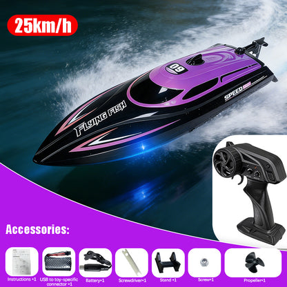 Top Speed of 30Km/ H, Small High-Speed Remote-Controlled Speedboat Comes with LED Night Navigation Lights, 2.4G Remote Control, Anti Capsizing, Circulating Cold Water Device, Christmas, Birthday Gif