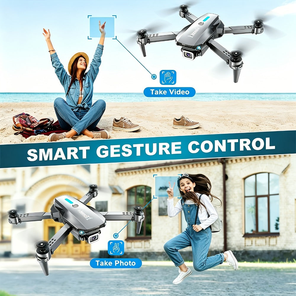 Foldable HD Camera Drone with Free Storage Bag & USB-C Charging – 3D Flips, Beginner-Friendly Aerial Photography Quadcopter for Vlogging, Outdoor Flying, Single or Dual Camera Options