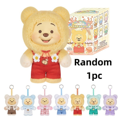 MINISO Disney Winnie the Pooh Candy Series Plush Toy 1pc Random — Licensed Soft Stuffed Animal, Kawaii Birthday Christmas Halloween Graduation Gift for Kids Girls Teens