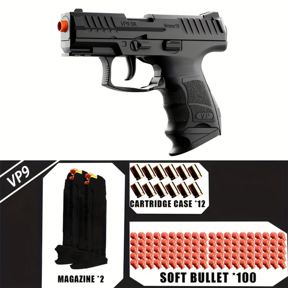VP9 New Toy Gun Soft Bullet Gun Pistol Shell Throwing Continuous [Upgraded Version Of Continuous], Toy Foam Shockwave, Outdoor Sports Shooting Games