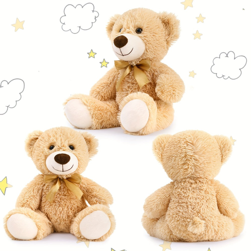 Bulk Teddy Bears Set 8 Pack 11 Inch Soft Stuffed Bear Plush Toys for Baby Shower Decorations Party Favors Classroom Prizes Kids Birthday Gifts Dark Brown and Khaki