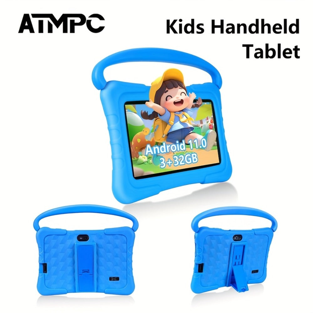 ATMPC 7 Inch Kids Handheld Tablet PC, Android 11 Tablet, 3GB RAM+32GB ROM, WIFI,DualCameras, Parental Controls App, Educational Games, Children's Mini Game, LearningMachine, Learning Tablet, New Year's Gift, Children's Enlightenment Tools