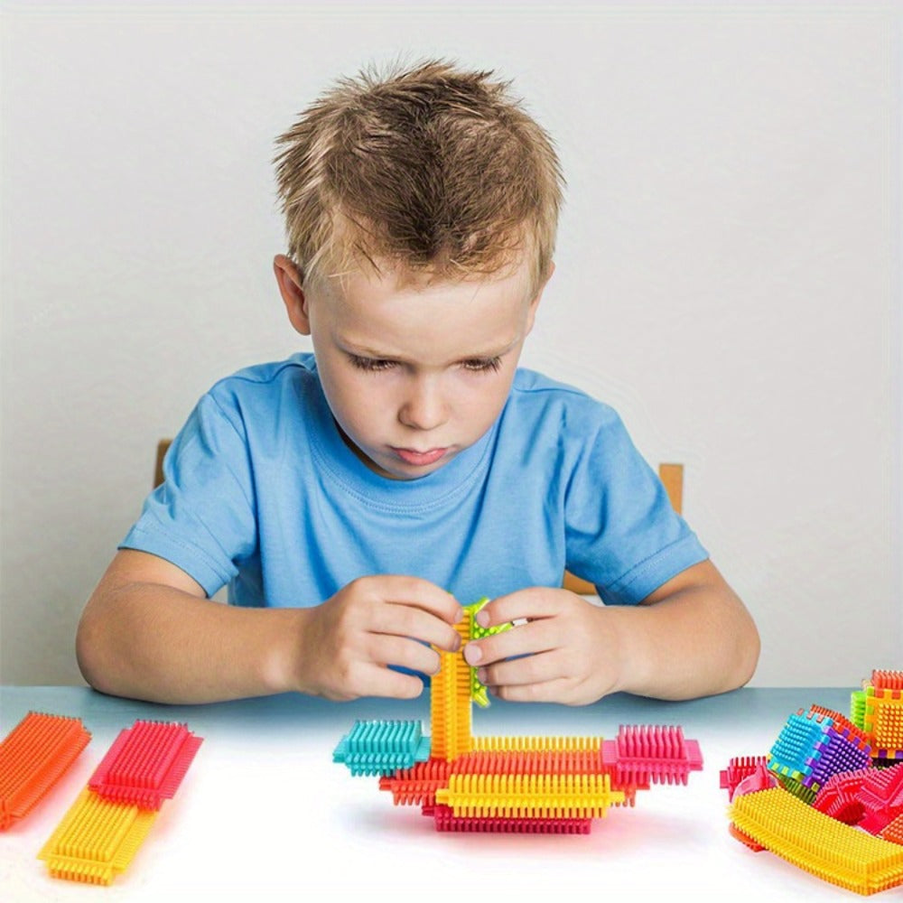 Hedgehog Building Blocks 150 Pieces – Soft Interlocking Bristle Blocks STEM Educational Toy for Toddlers & Preschool Kids, Creative Construction Playset, Birthday Gift for Boys & Girls Ages 3+