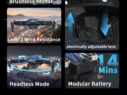 270° Obstacle Avoidance Drone with 2.8" LCD Screen & Dual Cameras – Brushless Motor, Foldable RC Quadcopter for Beginners Adults, Altitude Hold, 3D Flips, Headless Mode, One-Key Takeoff Landing