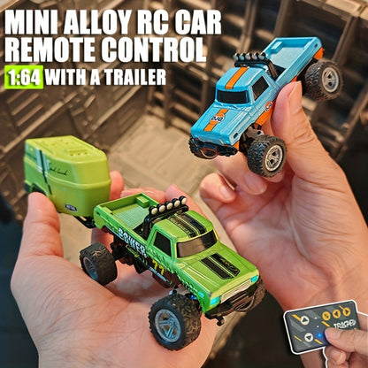 Mini RC Car 1:64 Scale Alloy Remote Control Off-Road Truck with Shock Absorbers – Boys Gift Birthday Christmas Halloween (Dark Gray/Teal/Blue/Mixed)