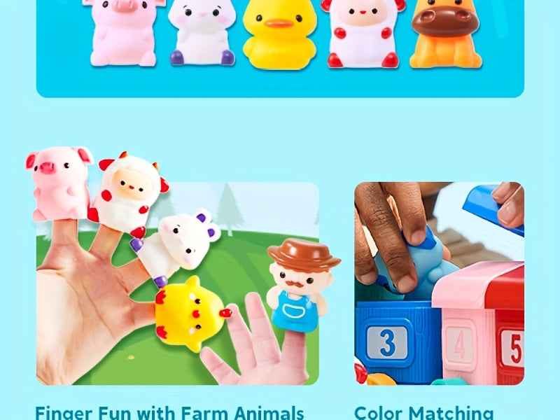 Farm Number Train Learning Toy For Toddlers, Counting, Matching And Sorting Learning Farm Train Including 9 Farm Animals And 1 Farmer, Christmas Birthday Gift For Baby Boys And Girls Age 1+