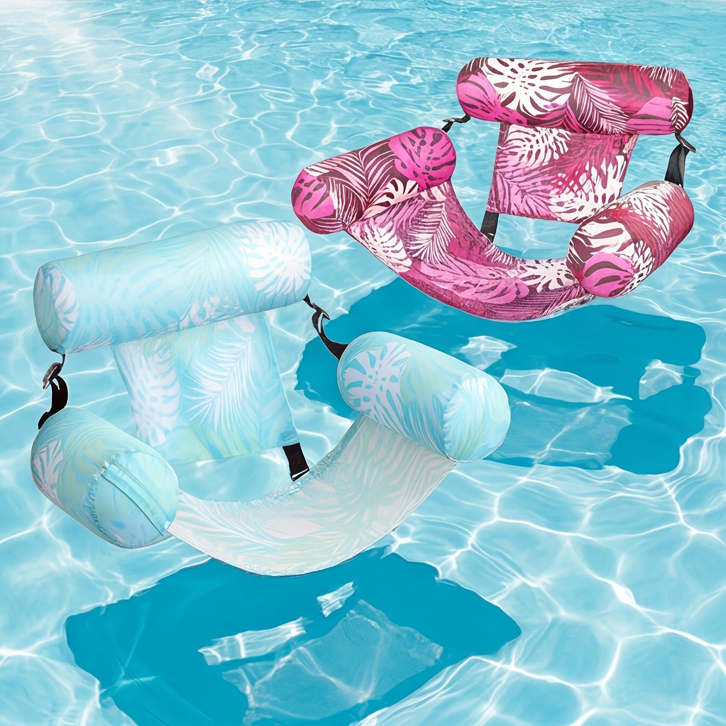 SYNCFUN 1/2 Pack Leaf Design Floating Lounger - Inflatable Pool Chair For Adults, Portable Summer Float For Beach, Lake & Pool Parties