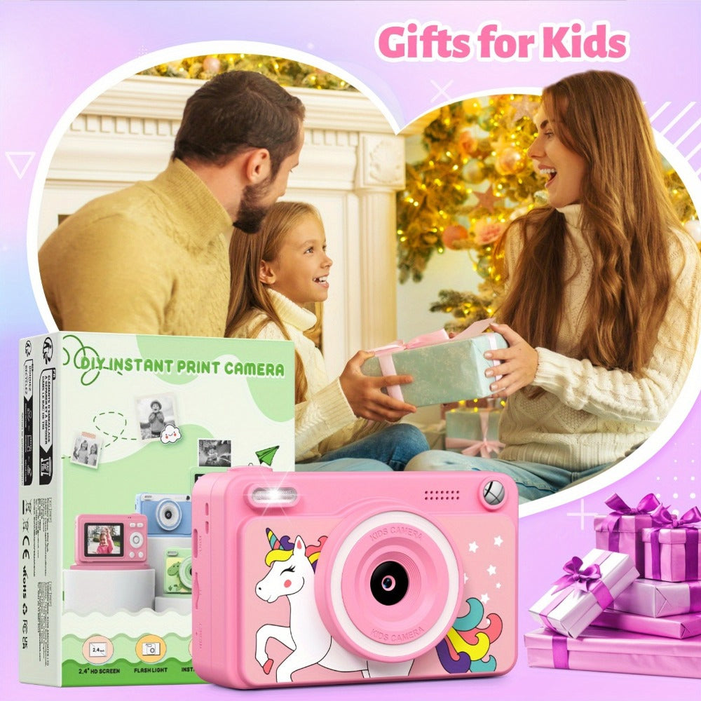 Kids Instant Print Camera - 1080P HD, 5 Rolls Paper And 32GB Card, Ideal Gift for Boys And Girls Age 3-14