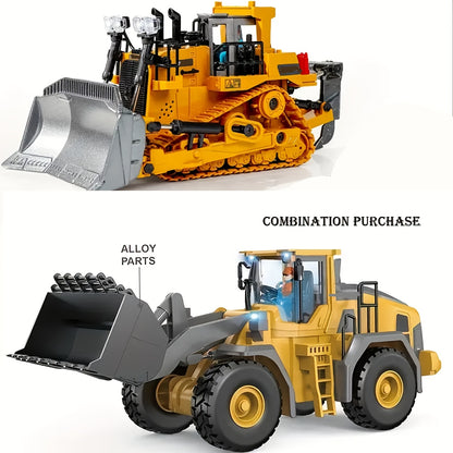 2pcs/3pcs/4pcs Set Remote Control Engineering Vehicle Set, 2.4G High-tech 11-channel Remote Control Excavator Dump Truck Bulldozer Alloy Plastic Engineering Vehicle Remote Control Construction Toy Car Set