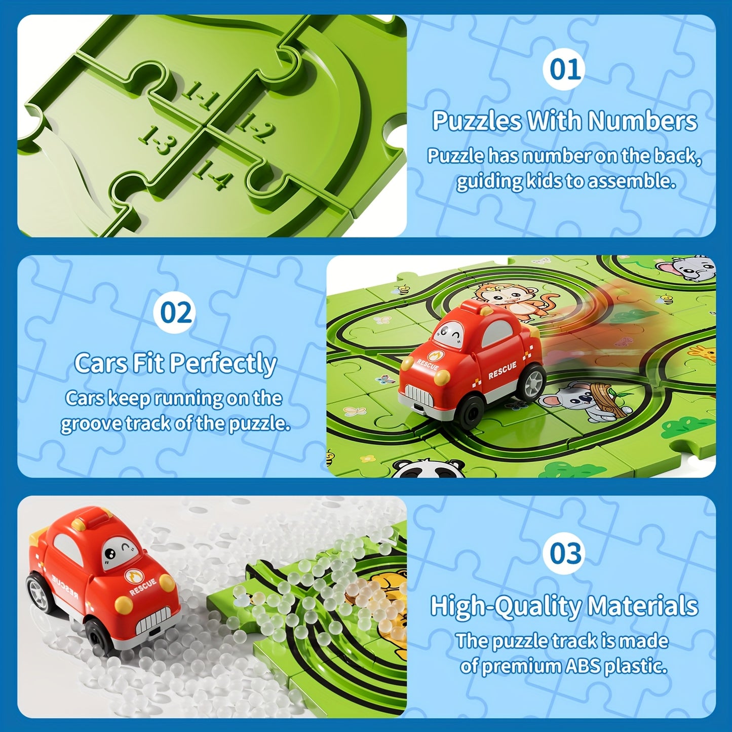 39pcs/ 56pcs/ 73pcs Jigsaw Puzzle Race Track Car Set Toys, Puzzle Tracks Car Toys Gifts for Boys Kids