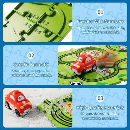 39pcs/ 56pcs/ 73pcs Jigsaw Puzzle Race Track Car Set Toys, Puzzle Tracks Car Toys Gifts for Boys Kids