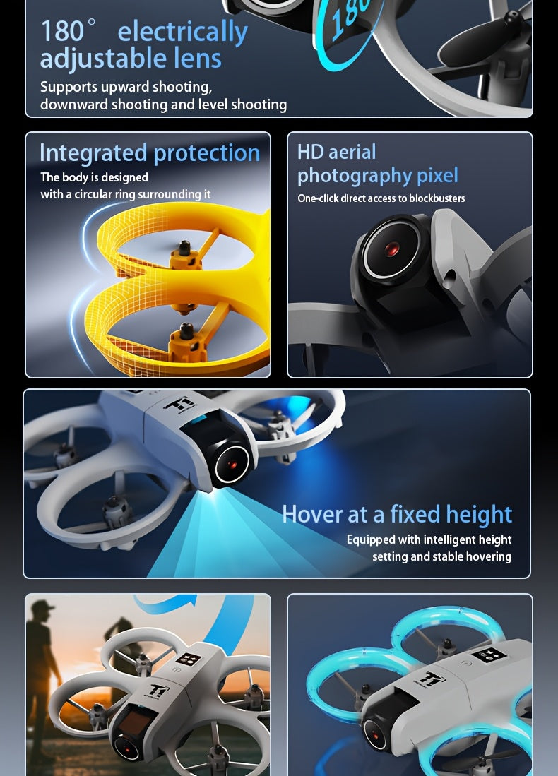[Dual Cameras Drone] Drone, Equipped with Dual Cameras for Better Control with Optical Flow, 180° Camera Rotation, Long Battery Life with Two Batteries, Optical Positioning, 360° Roll, Gyroscope, One-Button Calibration, One-Button Takeoff, One-Button Land