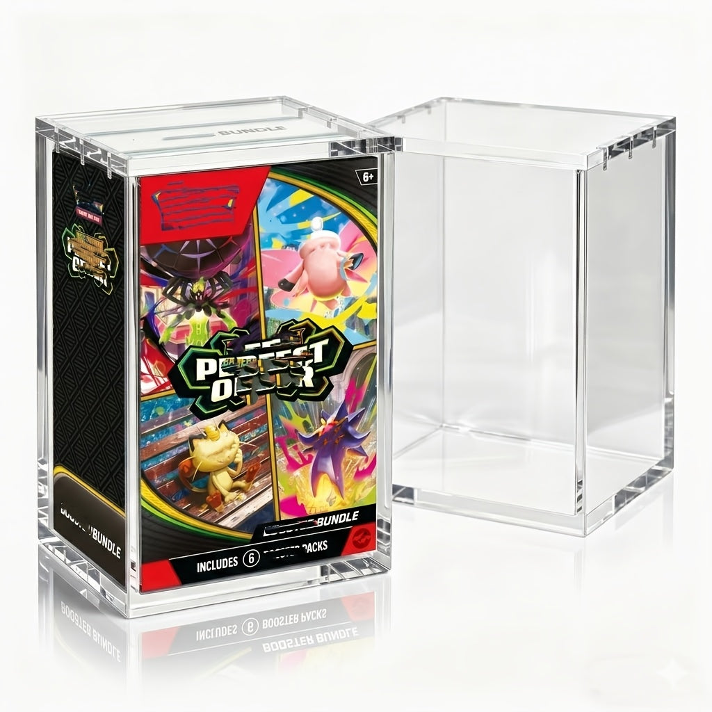 1 Pack/ 2 Pack Acrylic Case For PKMN Booster Bundle - Magnetic Clear Protective Display Box With UV Protection - Fits Scarlet & Violet, Prismatic Evolutions, 151, Paldean Fates & More 6-Pack Bundles
