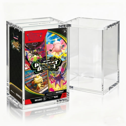 1 Pack/ 2 Pack Acrylic Case For PKMN Booster Bundle - Magnetic Clear Protective Display Box With UV Protection - Fits Scarlet & Violet, Prismatic Evolutions, 151, Paldean Fates & More 6-Pack Bundles