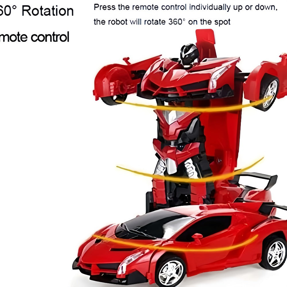 Transforming RC Stunt Car Robot for Kids – One-Button Deformation 360 Drift 2.4GHz Remote Control Toy with LED Lights Boys Gift Ages 3+ (Red/Blue/Yellow)