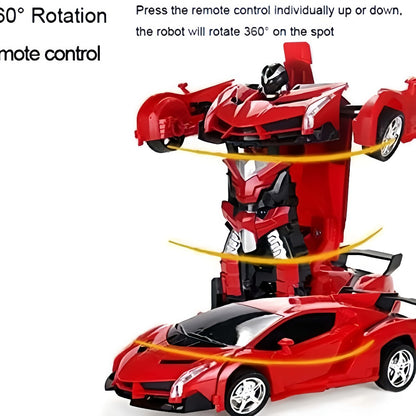 Transforming RC Stunt Car Robot for Kids – One-Button Deformation 360 Drift 2.4GHz Remote Control Toy with LED Lights Boys Gift Ages 3+ (Red/Blue/Yellow)