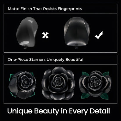 Black Rose Building Blocks Set 152 Pieces – 3 Gothic Artificial Flower Bouquet Brick Model Kit for Adults Teens, Unique Display Decor Gift for Valentine Birthday Anniversary Halloween Christmas