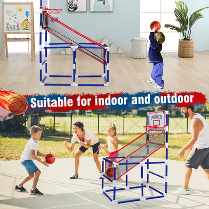 Basketball Game Set with 2 Balls for Kids,Adjustable Toy Game Sport with Storage for 3 to 6 Years Old, Kids Basketball Hoop Suited for Outdoor and Indoor