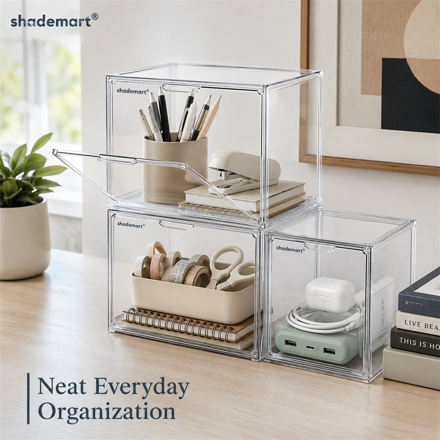 3pcs Clear Display Case Dustproof Storage Bins Containers Organizer Bag Show Box For Collectibles/ Car Model