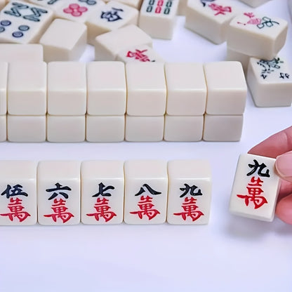 Mini Mahjong Set Portable Travel Size – Compact Authentic Chinese Tile Game for Family Fun Logical Thinking On-the-Go Entertainment, Traditional Mahjong Gift for Adults Kids Seniors