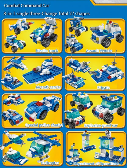 [24H Ship] 700pcs Department Car Building Blocks, City Patrol Police Toy, Vehicle Truck Action Figures Brick Toys For Children, Role-Play Toys For Boys, Halloween, Thanksgiving Day, Christmas Gift, Random Ship With Blue/ Black Color