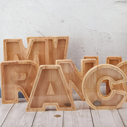 Wooden Alphabet Money bank for Coin Bank for Boys And Girls, Perfect Birthday Gift for Kids
