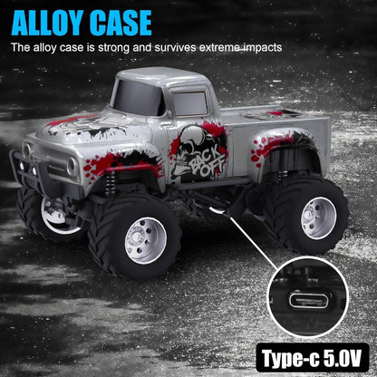 RC Monster Truck 1:64 Scale Alloy Shell with LED Lights | Multi-Control Modes, Adjustable Speed & Steering | Mini Off-Road Toy Car for Kids Adults