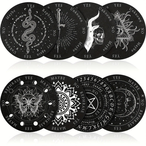 Pendulum Board Wooden 8 Pack – Retro Wiccan Divination Board 6 Inch with Metaphysical Messages Dowsing Board for Beginners Witchcraft Decision Making Spiritual Gift