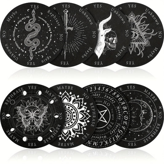 Pendulum Board Wooden 8 Pack – Retro Wiccan Divination Board 6 Inch with Metaphysical Messages Dowsing Board for Beginners Witchcraft Decision Making Spiritual Gift