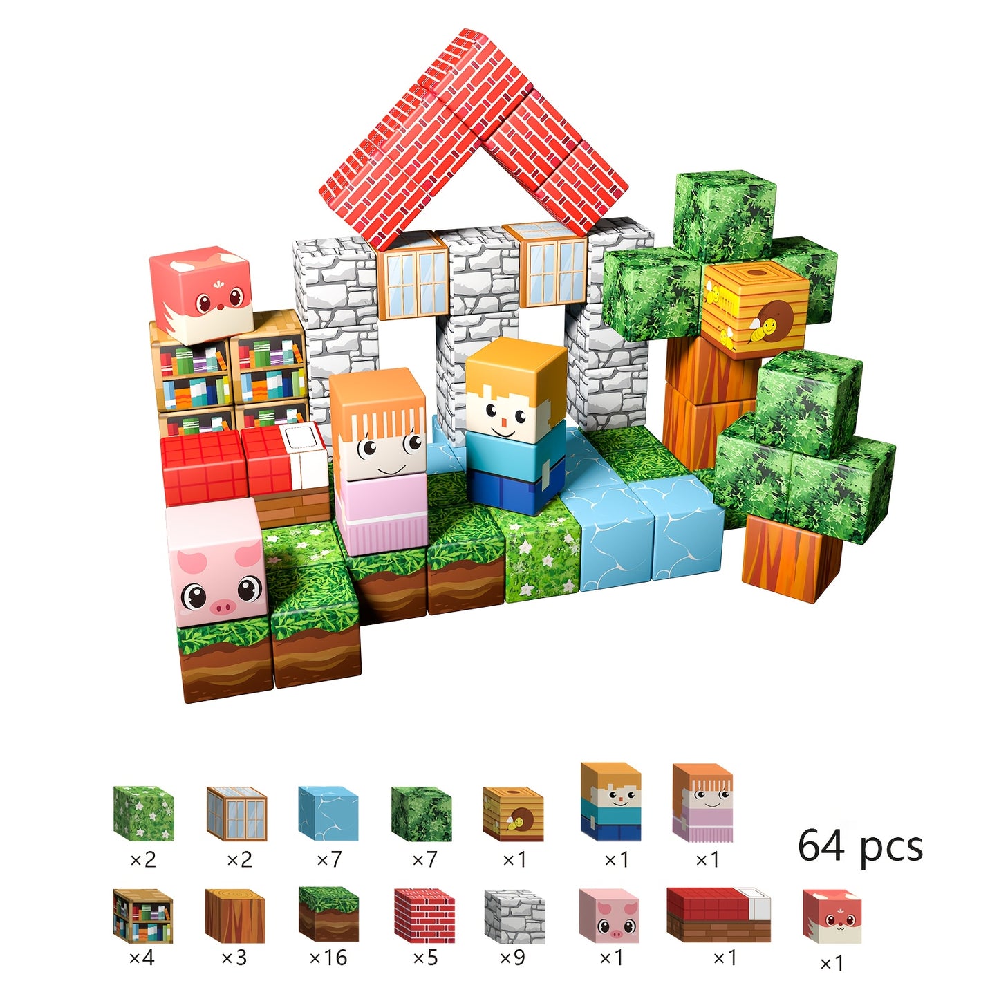 [Halloween Christmas Gifts] Magnetic Blocks - 108/102/100/64/54/48Pcs Magnetic STEM Sensory Toys For Birthday Gifts For 3 4 5 6 7 8 9 10 Year Old Boys And Girls Halloween Christmas Gifts Random Color