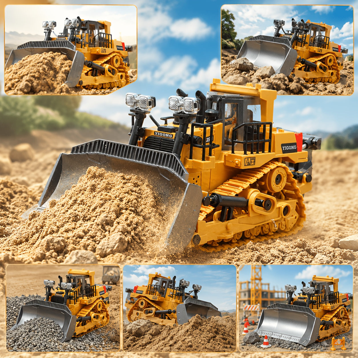 9-channel Remote Control Bulldozer, 2.4GHz RC Multifunctional Engineering Vehicle Toy, Preferred For Outdoor And Indoor Interactive Play With Alloy Metal Cover, Lightweight, Halloween, Thanksgiving, Christmas, Birthday, New Year Gifts
