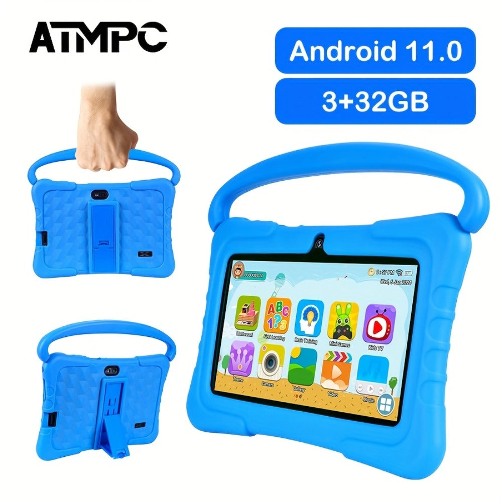 ATMPC Kids Tablet PC with Iwawa, Android 11, 7 Inch Tablet 3GB RAM+32GB ROM 2.4G WIFI, BT 4.2, Parental Controls, Learning Tablet, Kids Toys