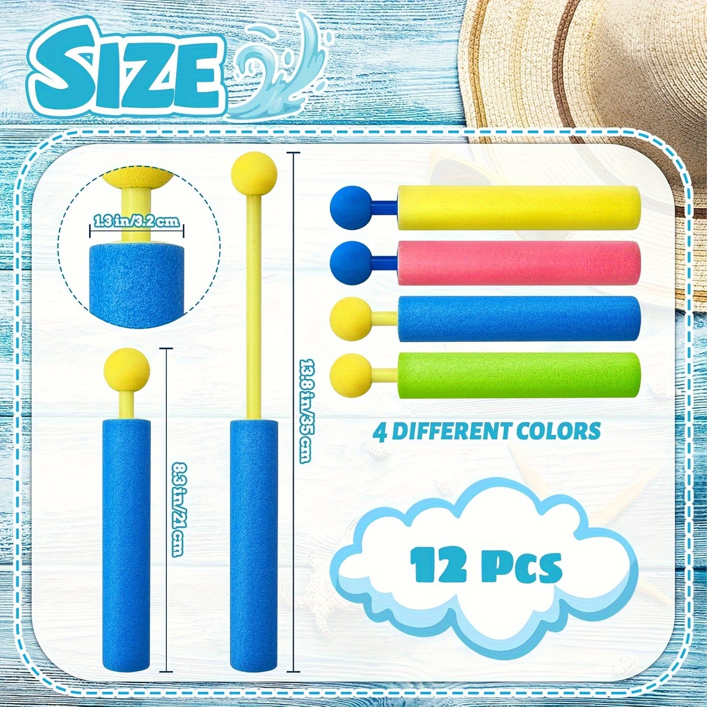 Water Gun, 6/12/18 Pack Water Soaker Blaster Guns, Colorful Foam Shaft Squirt Guns for Swimming Pool, Beach, Summer Party, Outdoor Water Activities, Summer Water Fighting Toys