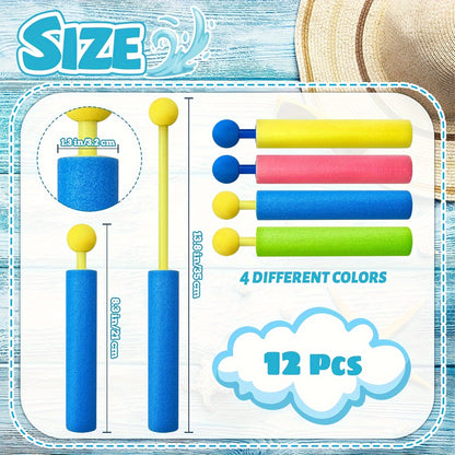 Water Gun, 6/12/18 Pack Water Soaker Blaster Guns, Colorful Foam Shaft Squirt Guns for Swimming Pool, Beach, Summer Party, Outdoor Water Activities, Summer Water Fighting Toys