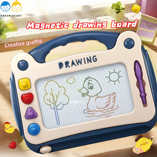 Portable Kids' Magnetic Drawing Board - Colorful Erasable Sketch Pad with Stylus And Stamps, Easy to Carry, Great for Indoor/Outdoor Play And Travel, Perfect Gift for 3+ Years Kids